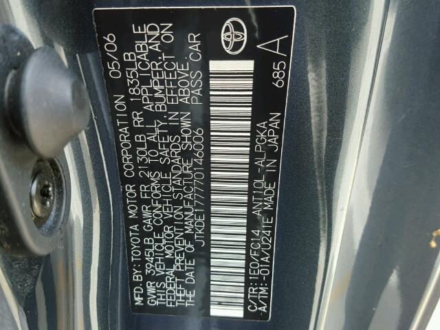 JTKDE177770146006 - 2007 TOYOTA SCION TC 灰色 照片 10