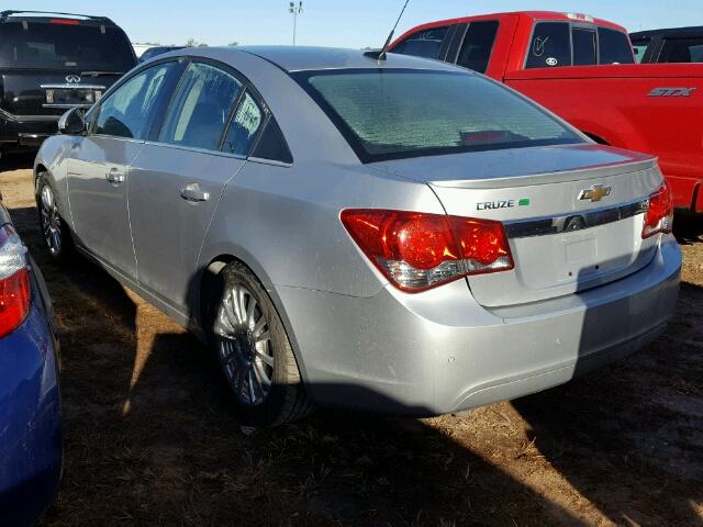 1G1PJ5SC0C7102841 - 2012 CHEVROLET CRUZE SILVER photo 3