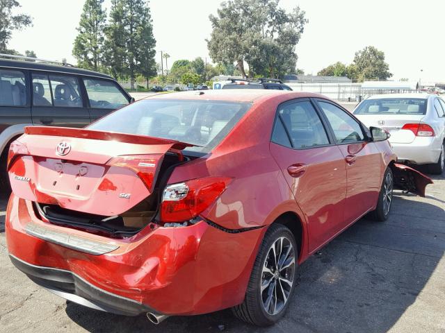 2T1BURHE3HC804019 - 2017 TOYOTA COROLLA L RED photo 4