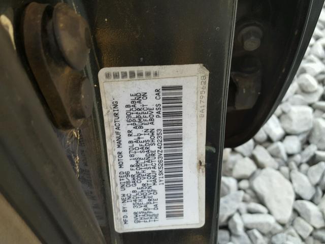 1Y1SK5263VZ402353 - 1997 GEO PRIZM BASE მწვანე ფოტო 10