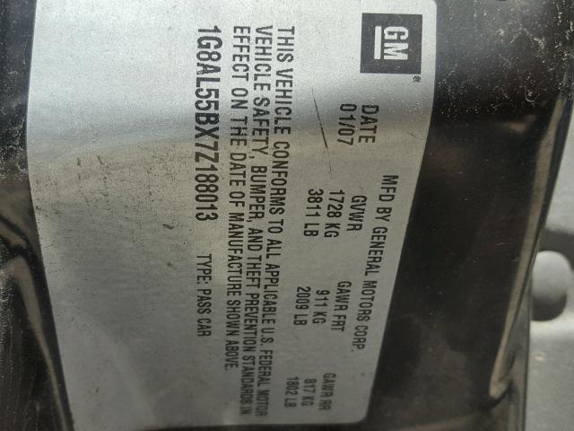 1G8AL55BX7Z188013 - 2007 SATURN ION LEVEL BLUE photo 10