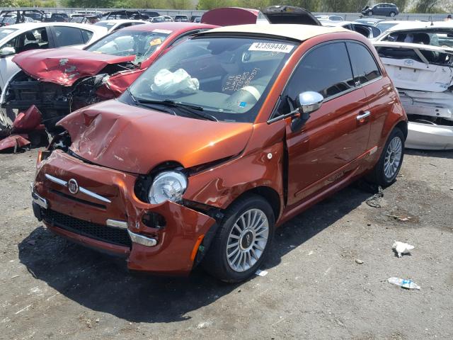 3C3CFFER4CT167348 - 2012 FIAT 500 LOUNGE ORANGE photo 2