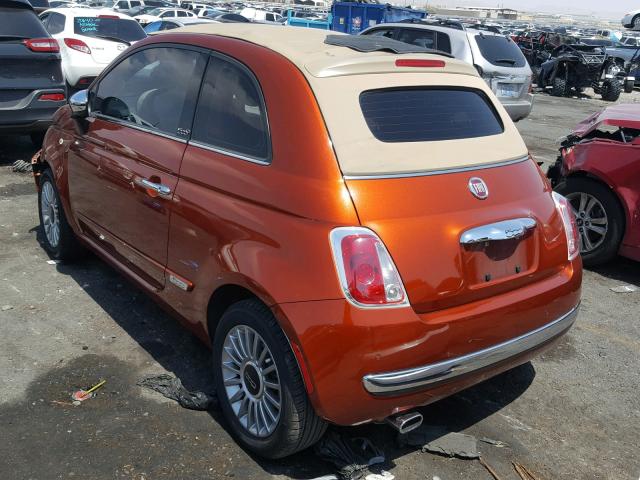 3C3CFFER4CT167348 - 2012 FIAT 500 LOUNGE ORANGE photo 3