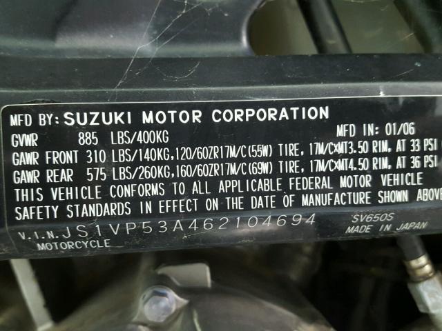 JS1VP53A462104694 - 2006 SUZUKI SV650 RED photo 19