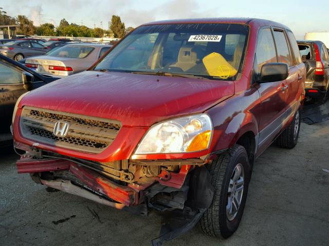 2HKYF181X4H561982 - 2004 HONDA PILOT LX RED photo 2