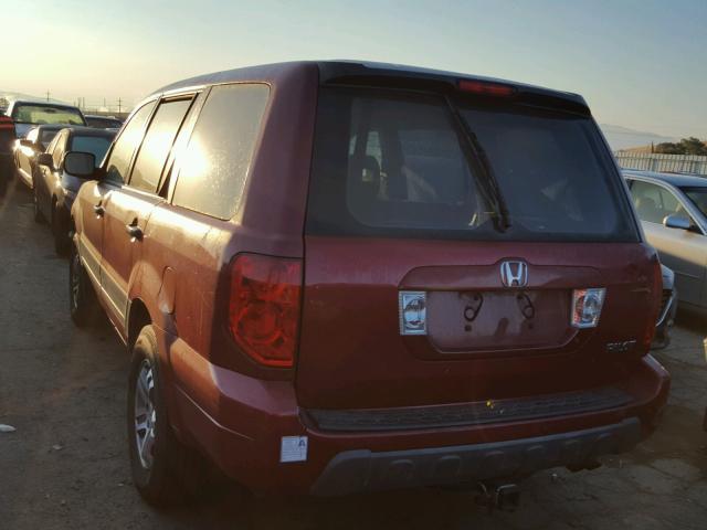 2HKYF181X4H561982 - 2004 HONDA PILOT LX RED photo 3