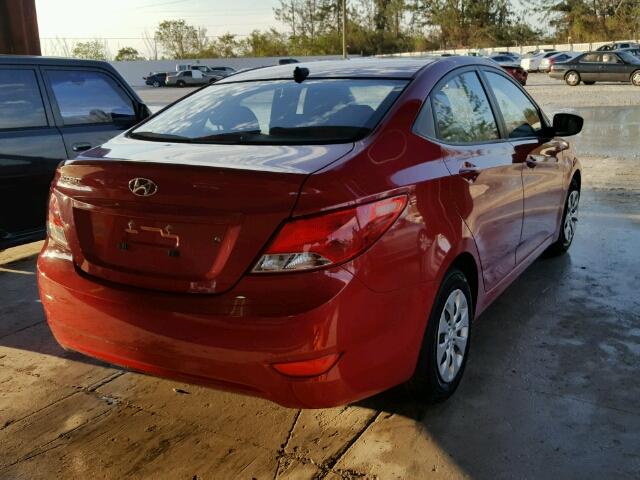 KMHCT4AE6FU801907 - 2015 HYUNDAI ACCENT RED photo 4