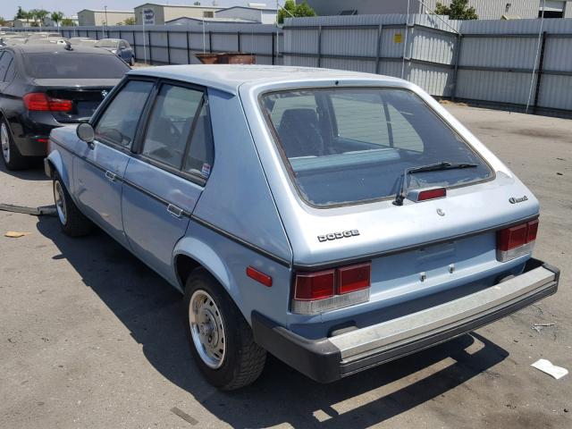 1B3BZ18C9HD579059 - 1987 DODGE OMNI BLUE photo 3