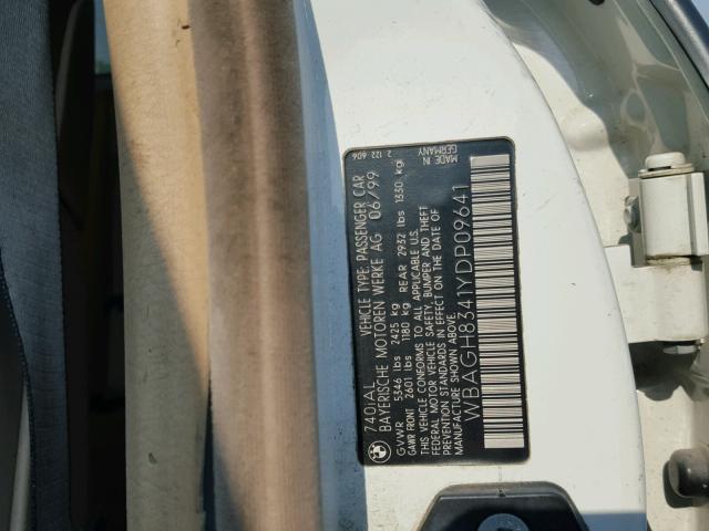 WBAGH8341YDP09641 - 2000 BMW 740 IL WHITE photo 10