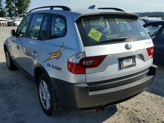 WBXPA73475WA78594 - 2005 BMW X3 2.5I SILVER photo 3