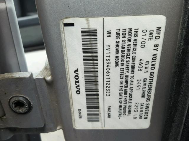 YV1TS94D6Y1122323 - 2000 VOLVO S80 Gris photo 10