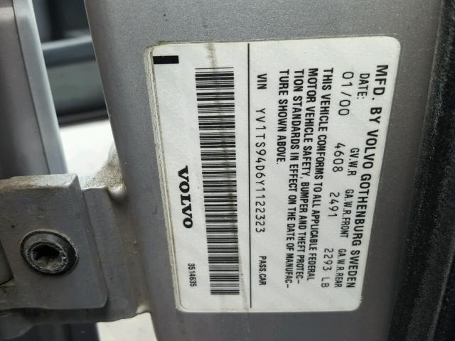 YV1TS94D6Y1122323 - 2000 VOLVO S80 GRAY photo 10