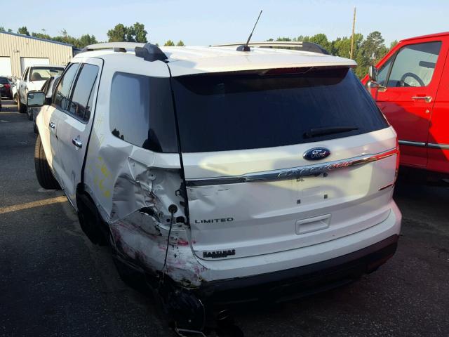 1FM5K7F87EGA36221 - 2014 FORD EXPLORER L WHITE photo 3