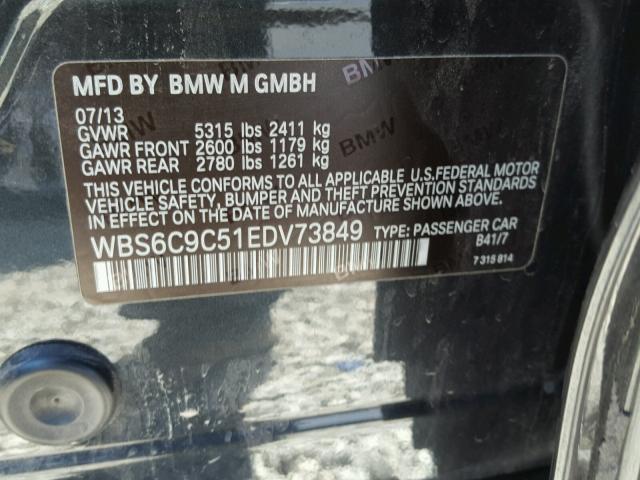 WBS6C9C51EDV73849 - 2014 BMW M6 GRAN CO BLACK photo 10