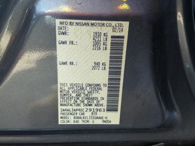 1N4AL3AP4EC291963 - 2014 NISSAN ALTIMA GRAY photo 10