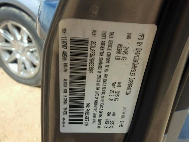 2C3LA73W76H223907 - 2006 CHRYSLER 300C SRT-8 CHARCOAL photo 10