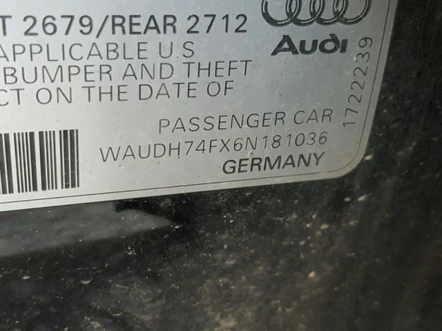 WAUDH74FX6N181036 - 2006 AUDI A6 3.2 QUA BLACK photo 10