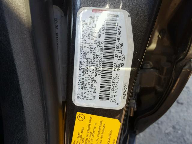 JT8BD69SX20168895 - 2002 LEXUS GS 灰色 照片 10