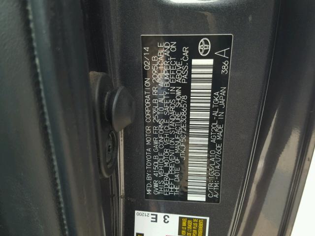 JTKJF5C72E3086578 - 2014 TOYOTA SCION TC 石墨色 照片 10