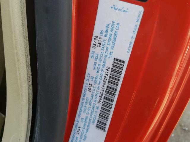 3VWBB61C4WM025422 - 1998 VOLKSWAGEN NEW BEETLE წითელი ფოტო 10