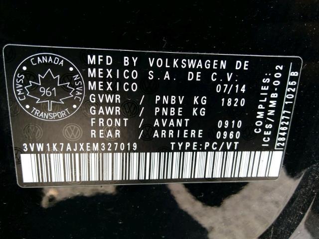 3VW1K7AJXEM327019 - 2014 VOLKSWAGEN JETTA BASE Սև լուսանկար 9