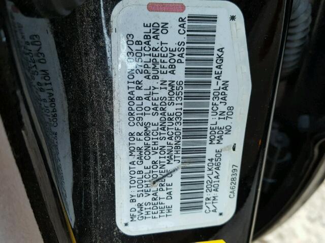 JTHBN30F330113556 - 2003 LEXUS LS 430 BLACK photo 10