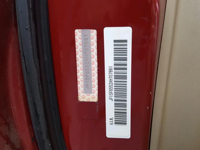 JF1SF6552XH707861 - 1999 SUBARU FORESTER S RED photo 10