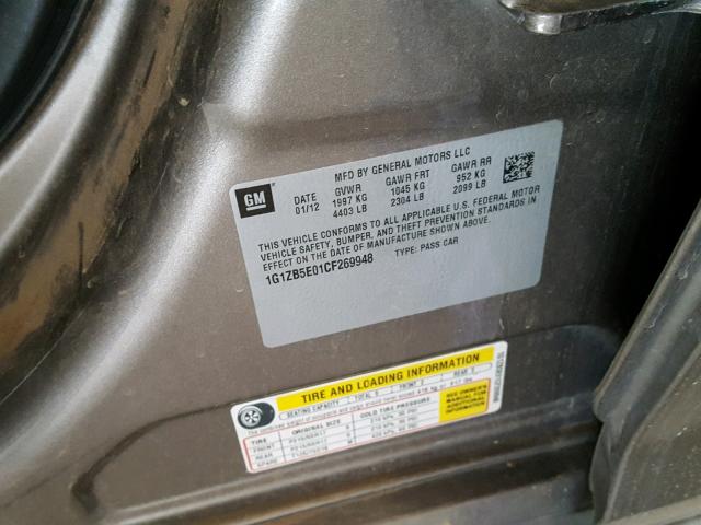 1G1ZB5E01CF269948 - 2012 CHEVROLET MALIBU LS ყავისფერი ფოტო 10