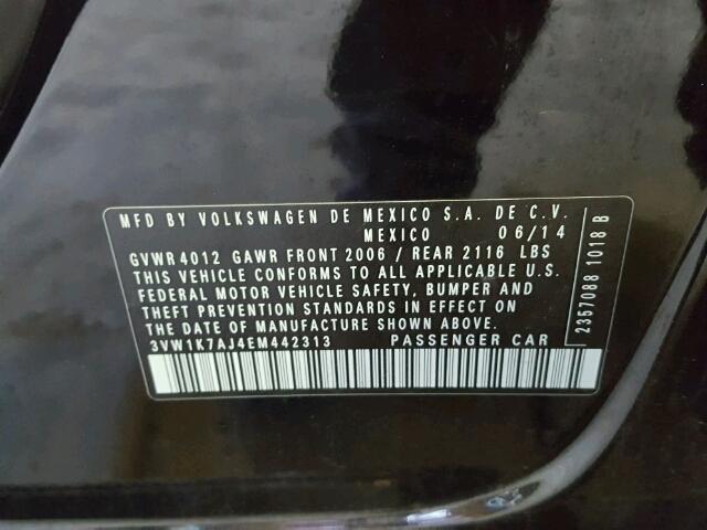 3VW1K7AJ4EM442313 - 2014 VOLKSWAGEN JETTA BASE Սև լուսանկար 10