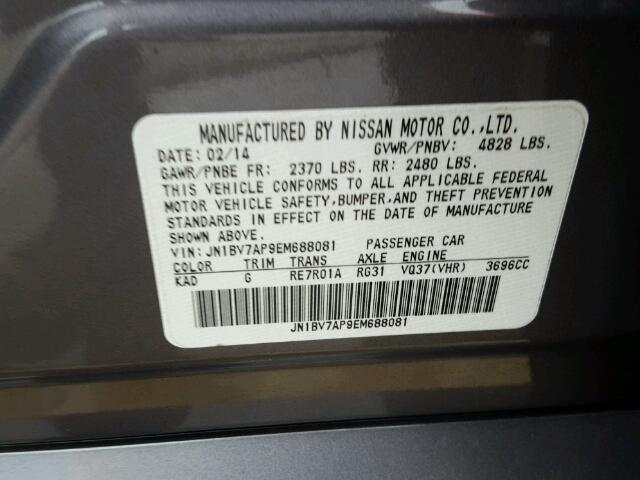 JN1BV7AP9EM688081 - 2014 INFINITI Q50 BASE Gris foto 10