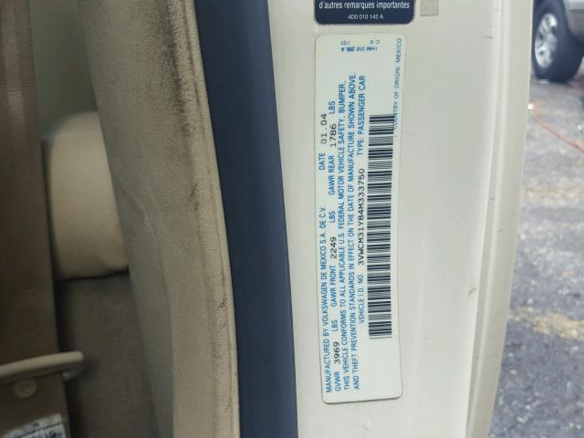 3VWCM31Y84M333750 - 2004 VOLKSWAGEN NEW BEETLE 米色 照片 10