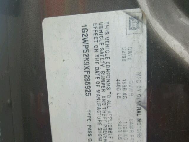 1G2WP52K9XF285925 - 1999 PONTIAC GRAND PRIX BROWN photo 10