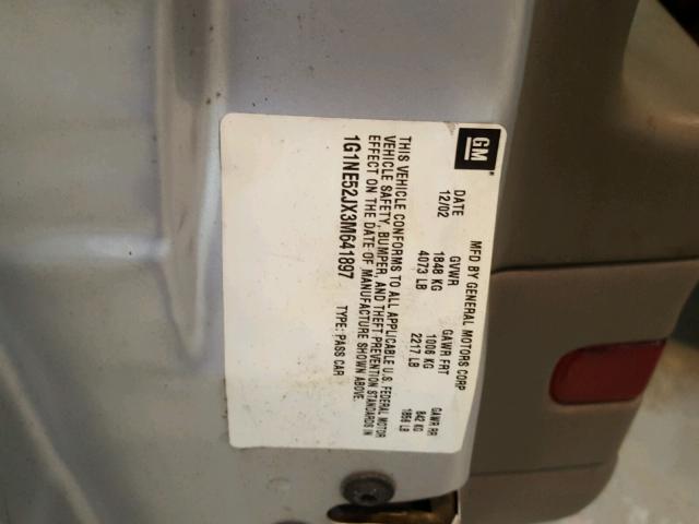 1G1NE52JX3M641897 - 2003 CHEVROLET MALIBU LS Gümüş foto 10