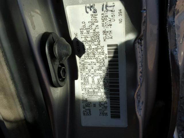 5TDZA23C34S140746 - 2004 TOYOTA SIENNA SILVER photo 10