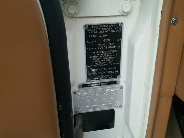 SCAZN02A1KCX26649 - 1989 ROLLS-ROYCE SILVER SPU WHITE photo 10