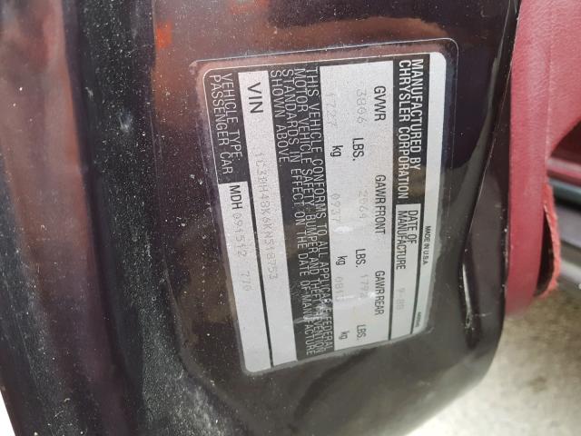 1C3BH48K6KN518753 - 1989 CHRYSLER LEBARON 紫色 照片 10