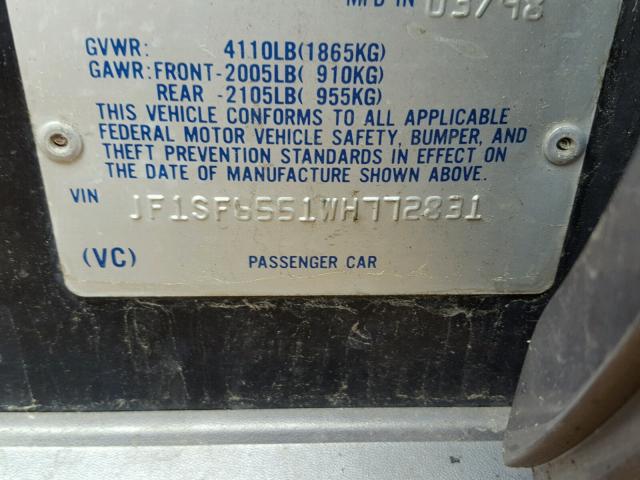 JF1SF6551WH772831 - 1998 SUBARU FORESTER S BLACK photo 10