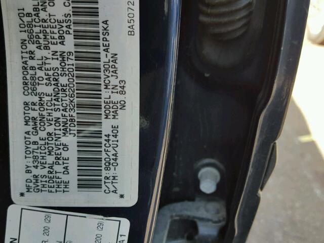 JTDBF32K620020179 - 2002 TOYOTA CAMRY LE 蓝色 照片 10