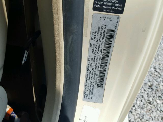 3VWRF31Y16M319843 - 2006 VOLKSWAGEN NEW BEETLE Krem foto 10