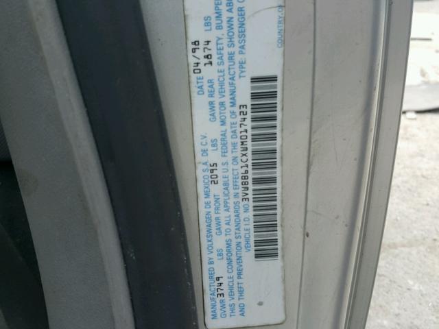 3VWBB61CXWM017423 - 1998 VOLKSWAGEN NEW BEETLE 银色 照片 10