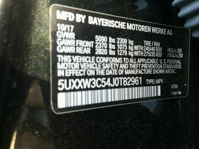 5UXXW3C54J0T82961 - 2018 BMW X4 XDRIVE2 Negro foto 10