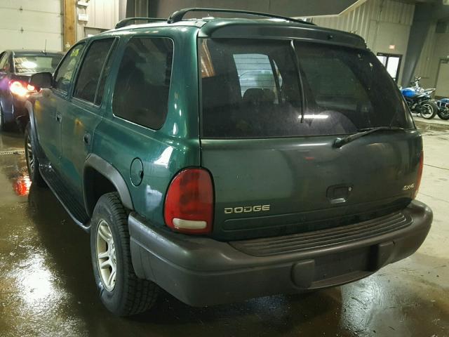 1D4HS38NX3F530429 - 2003 DODGE DURANGO SP GREEN photo 3