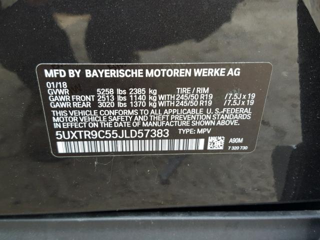 5UXTR9C55JLD57383 - 2018 BMW X3 XDRIVEM 石墨色 照片 10