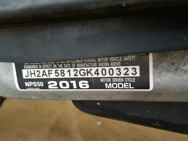 JH2AF5812GK400323 - 2016 HONDA NPS50 BLACK photo 10