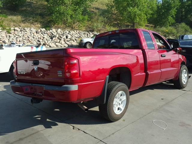 1D7HW42P77S204902 - 2007 DODGE DAKOTA SLT RED photo 4