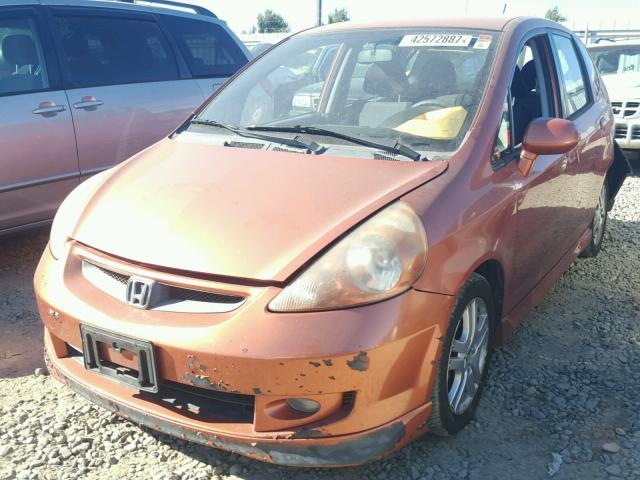 JHMGD38697S020886 - 2007 HONDA FIT S ORANGE photo 2