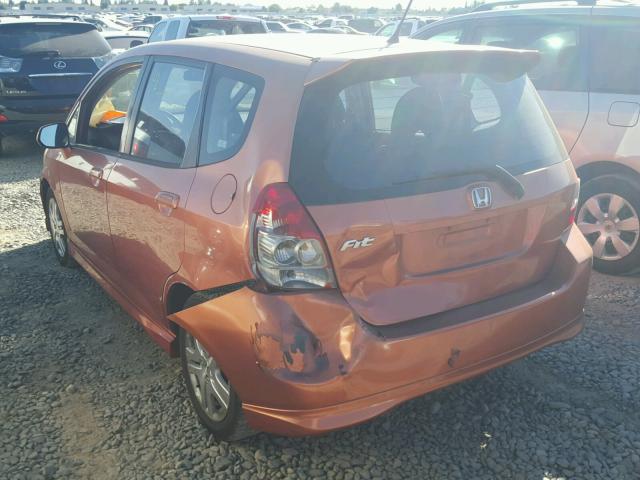 JHMGD38697S020886 - 2007 HONDA FIT S ORANGE photo 3