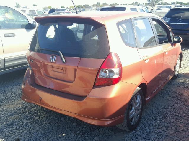 JHMGD38697S020886 - 2007 HONDA FIT S ORANGE photo 4