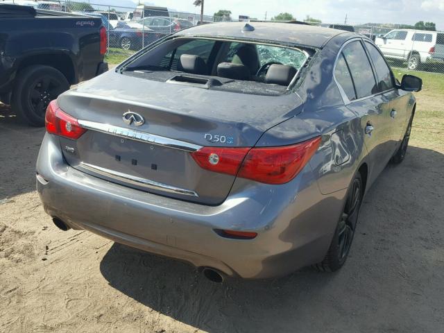 JN1AV7ARXFM850136 - 2015 INFINITI Q50 HYBRID GRAY photo 4