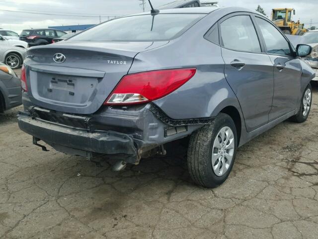 KMHCT4AE2GU974566 - 2016 HYUNDAI ACCENT SE GRAY photo 4